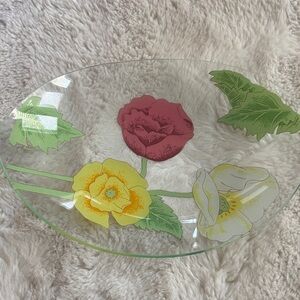 Vibrant Floral Glass Plate